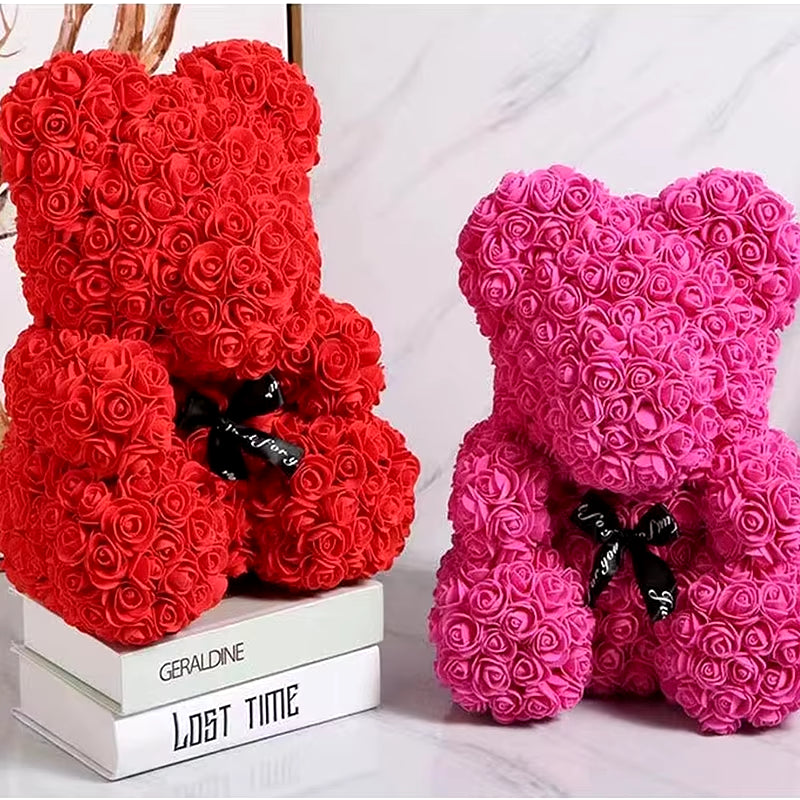 1Pc Artificial Rose Bear Flower a Gift for Women Christmas Valentine'S Day Birthday Anniversary