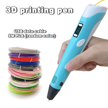 USB 3D Printing Pen Drawing 9M PLA Children'S 3D Graffiti Drawing Pen Toy Smart Gift DIY Art Tool Birthday Christmas Gift